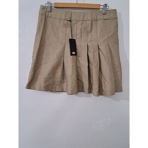 Women's 34" Waist Dickies Short Pleated  Skirt Large Tan Khaki